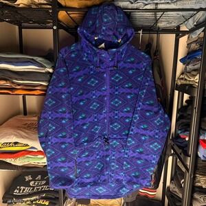 Vintage Black Diamond Fleece Hoodie Aztec Pattern 90s Made in USA 24x29